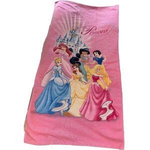 Disneyland Princess Beach Towel Cinderella's Castle Pink Stars Sparkles 30 X 58